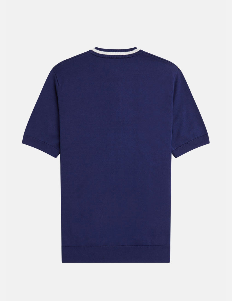 Fred Perry Cable Knit Henley Shirt - French Navy Blue