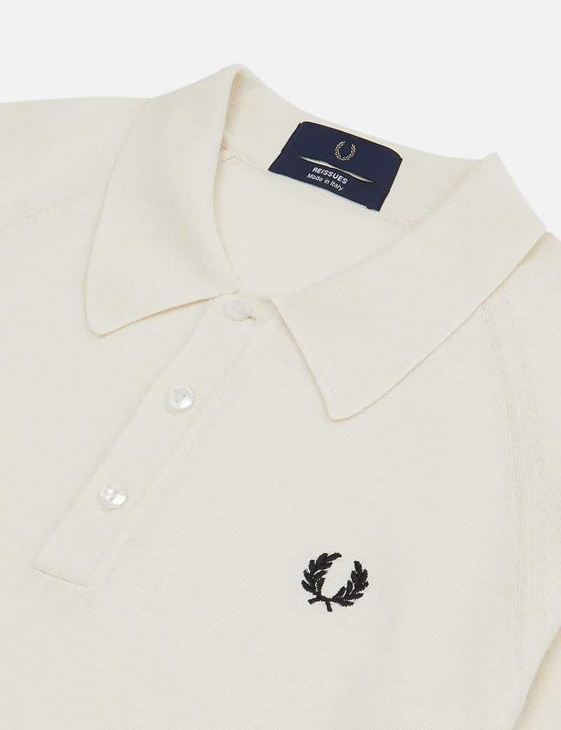 Fred Perry Chemise En Tricot À Manches Raglan - Blanc Neige
