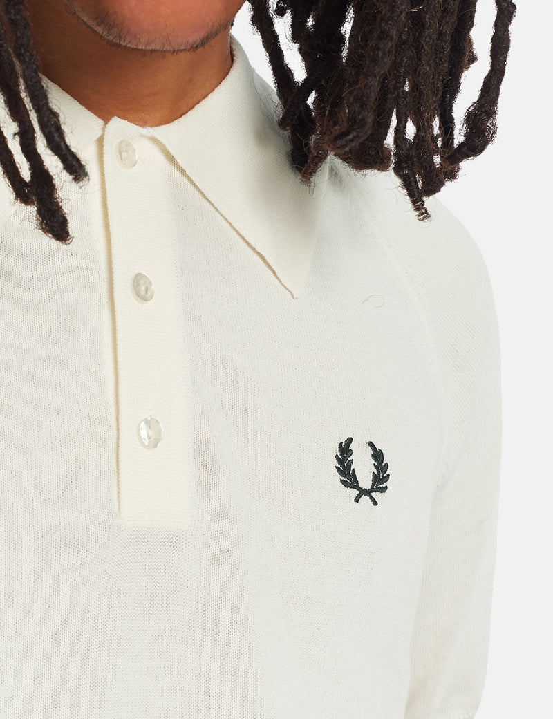Fred Perry Chemise En Tricot À Manches Raglan - Blanc Neige