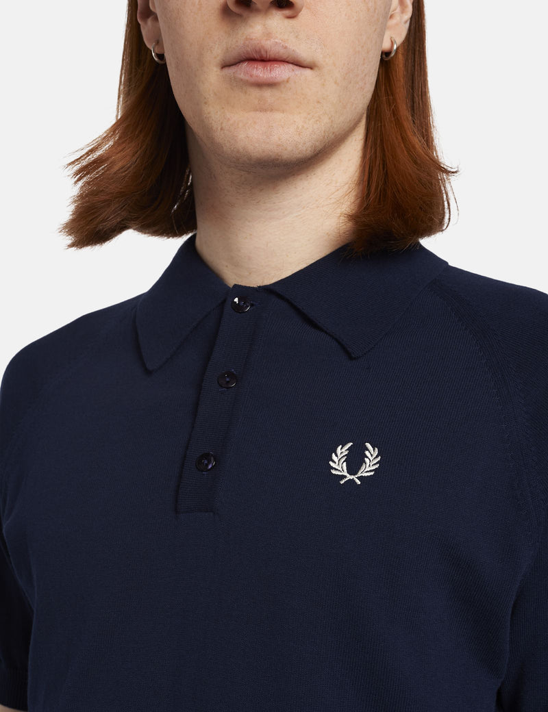 Fred Perry Chemise En Tricot À Manches Raglan - Bleu Marine