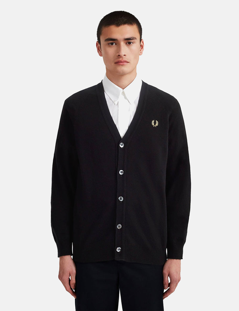 Fred Perry Reissues, Lambswool Cardigan 재발행 -블랙