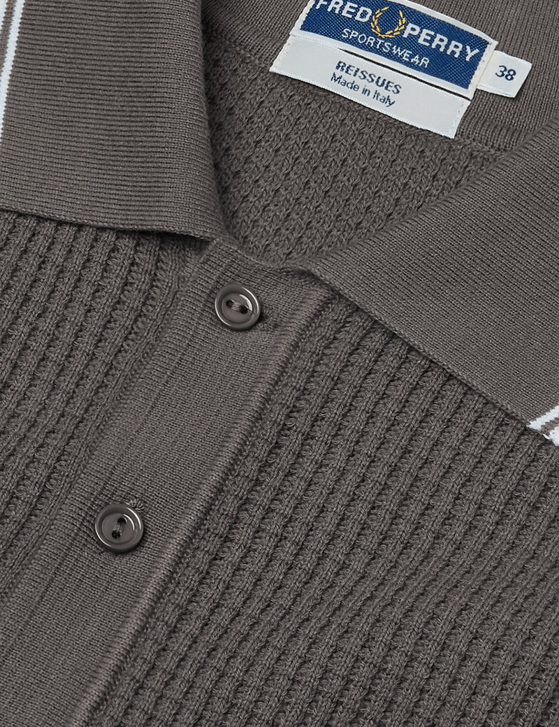 Fred Perry Textured Knitted Polo Shirt - Anthracite Black