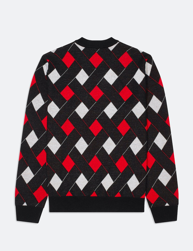 Fred Perry Jacquard Crew Neck Jumper - Black