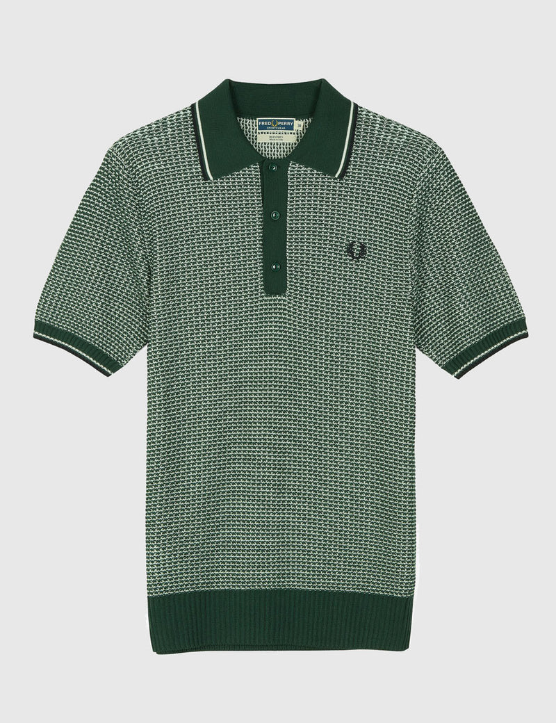 Fred Perry Texture Knit Shirt - Tartan Green