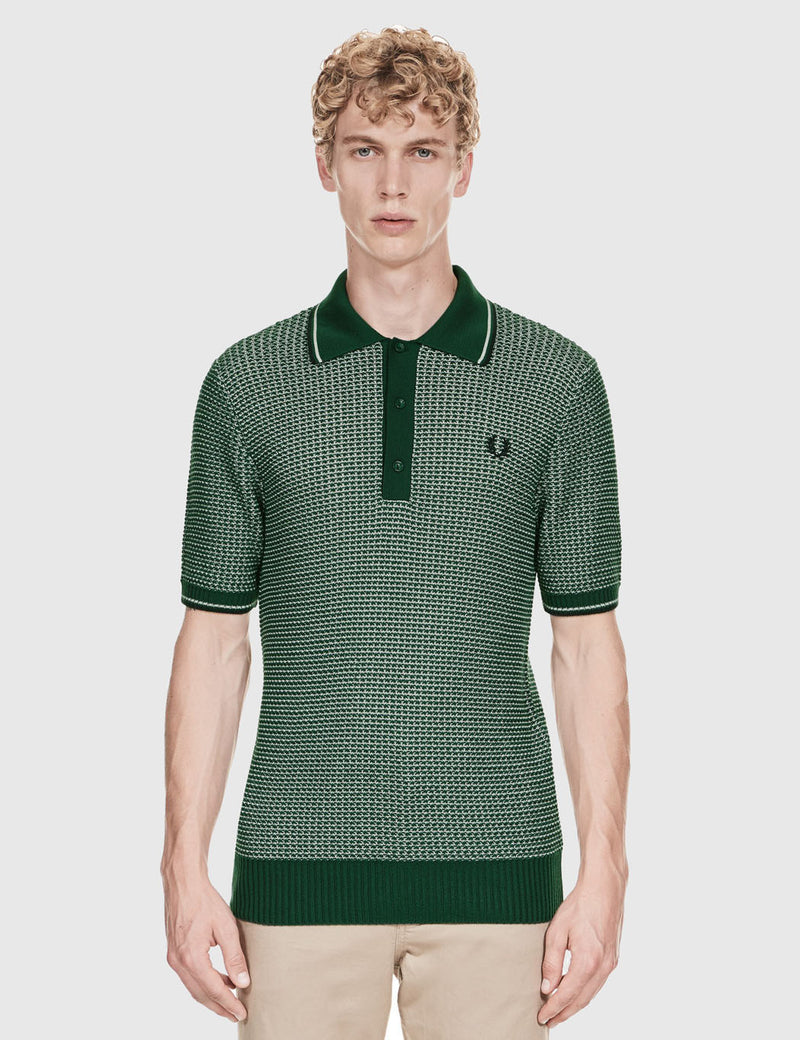 Fred Perry Texture Knit Shirt - Tartan Green