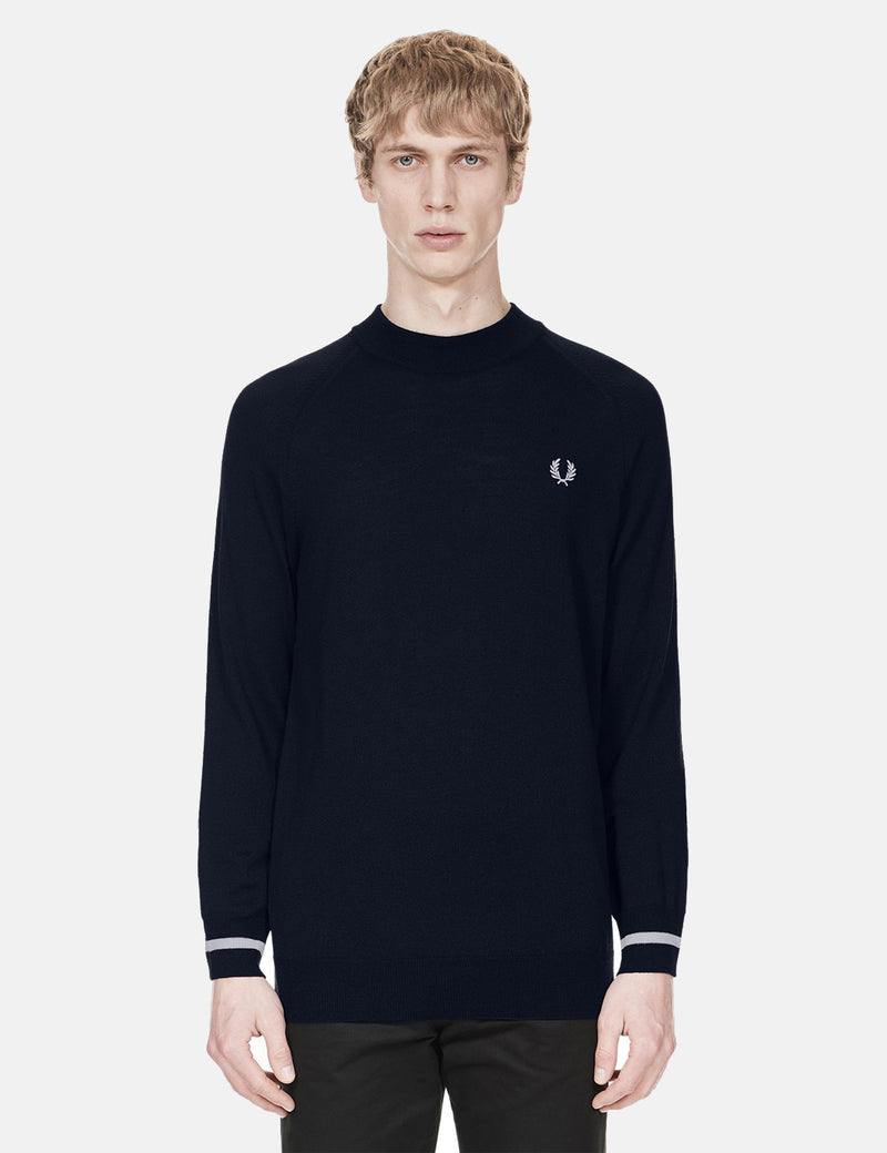 Fred Perry Turtle Neck Knit Jumper - Navy Blue
