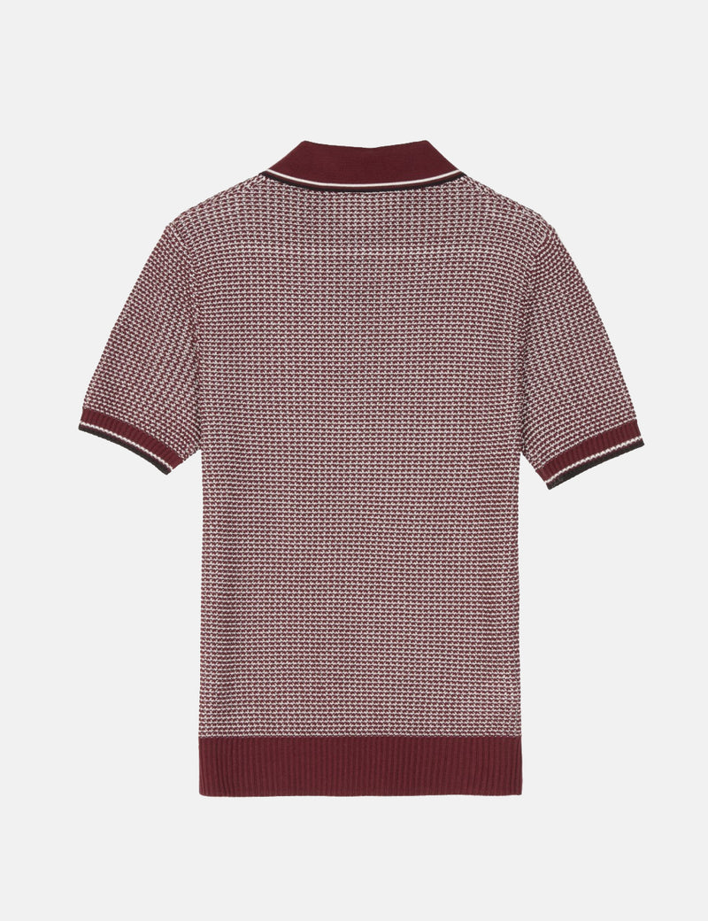 Fred Perry Re-issues Two Colour Texture Knit Polo Shirt - Maroon