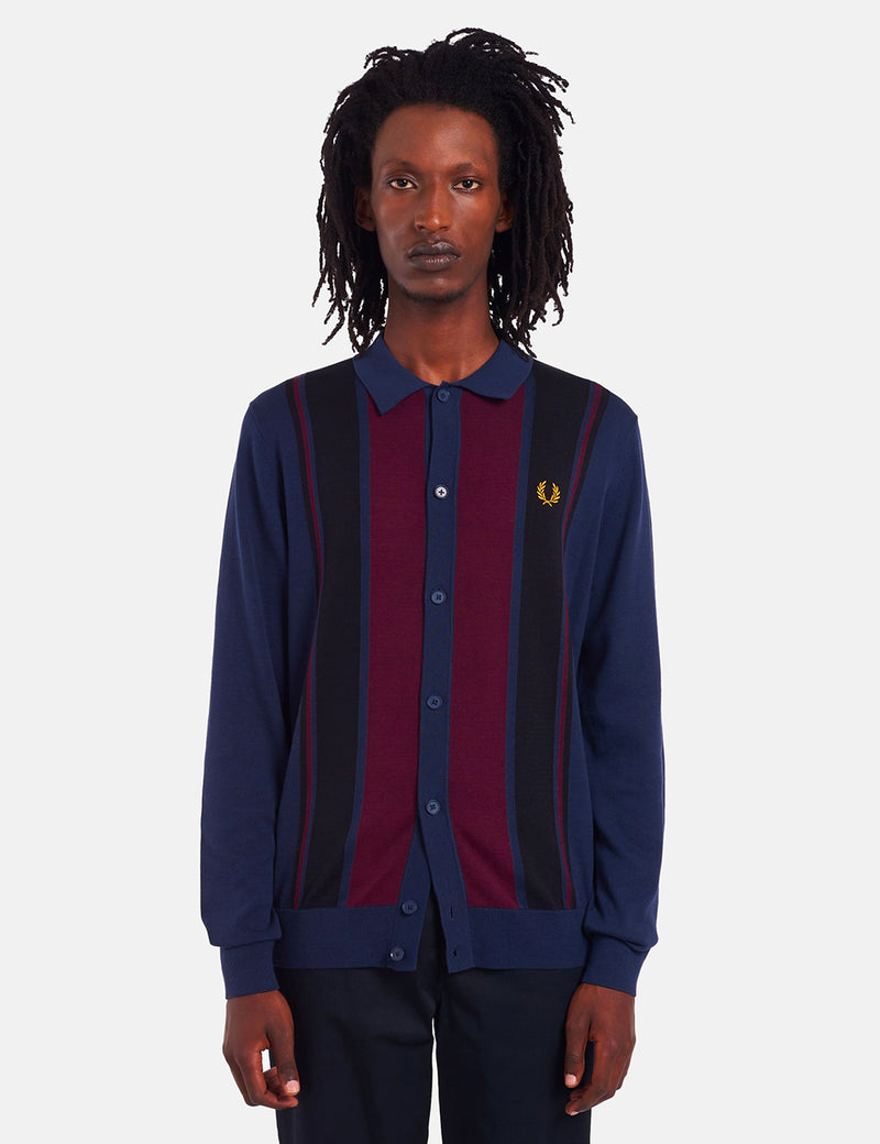Chemise En Maille Color Block Fred Perry - Dark Carbon