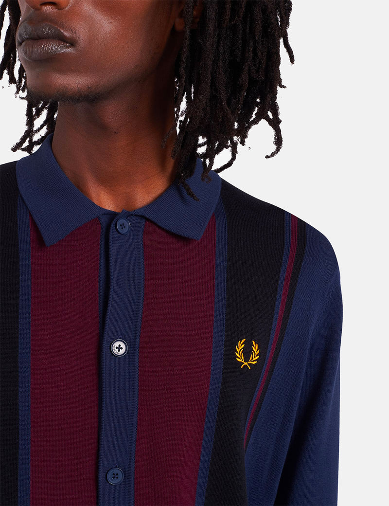Chemise En Maille Color Block Fred Perry - Dark Carbon