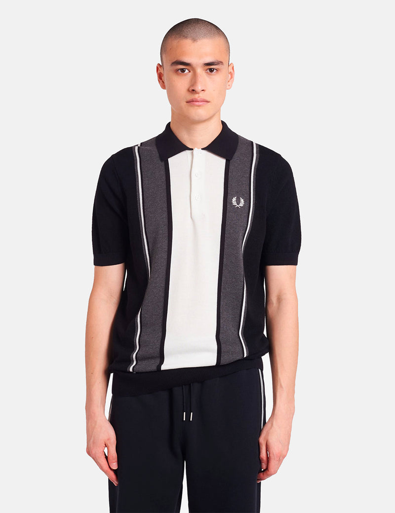 Chemise En Maille Rayée Fred Perry - Noir