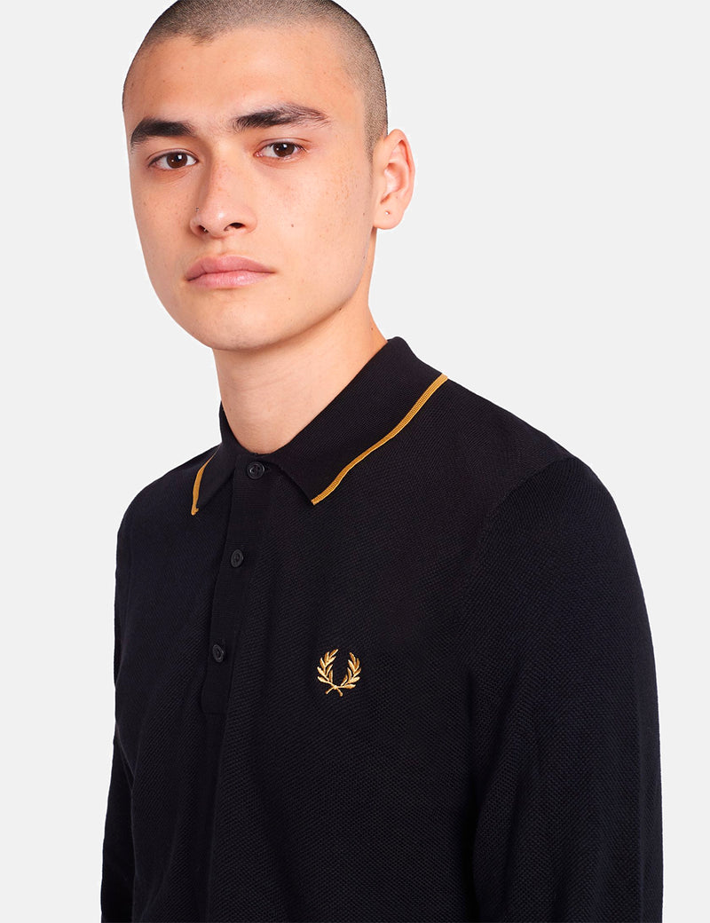 Chemise à Manche Longue Fred Perry Tipped Knitted - Black