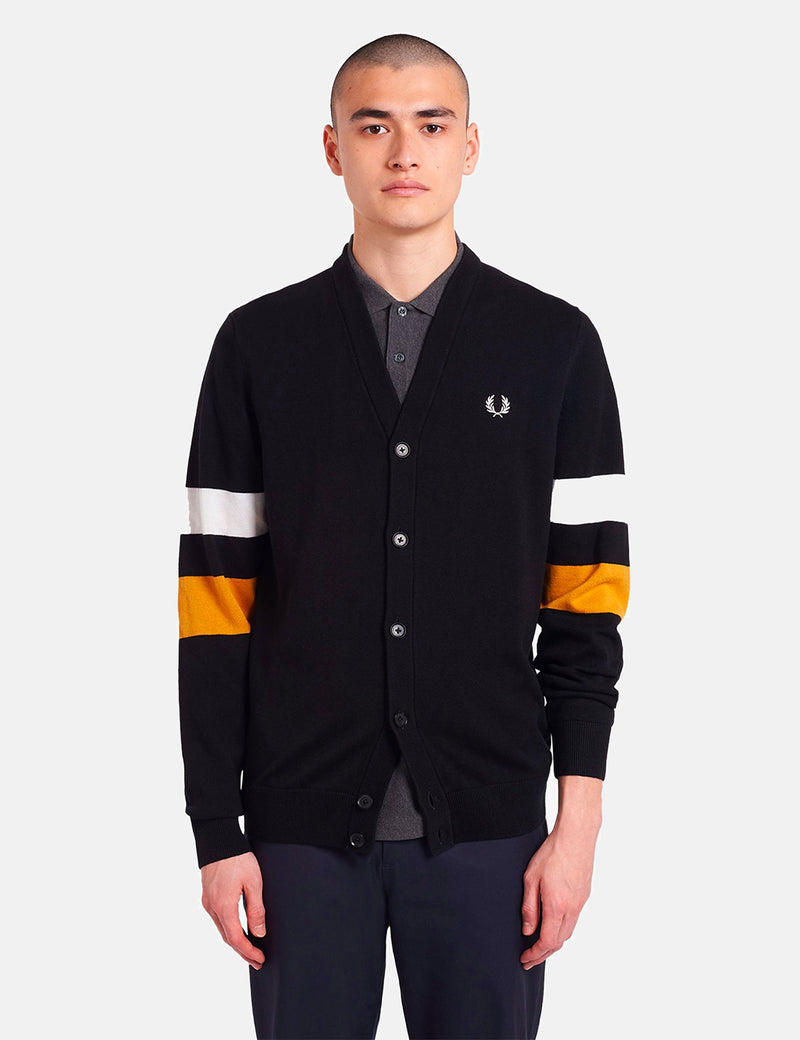 Fred Perry Tipped Sleeve Cardigan - Black