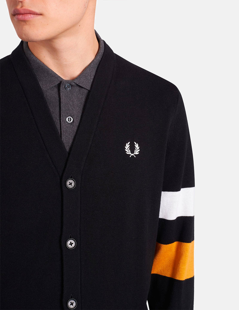 Fred Perry Tipped Sleeve Cardigan-블랙