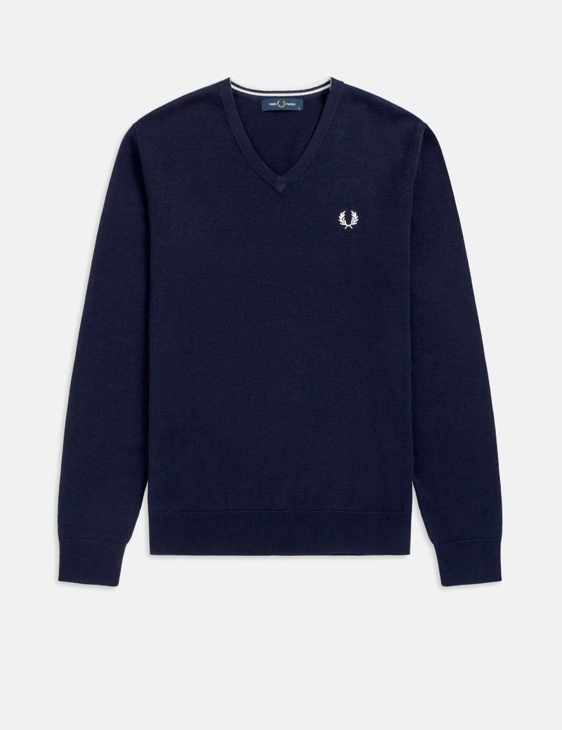 Fred Perry Pull Col V Classique - Bleu Marine