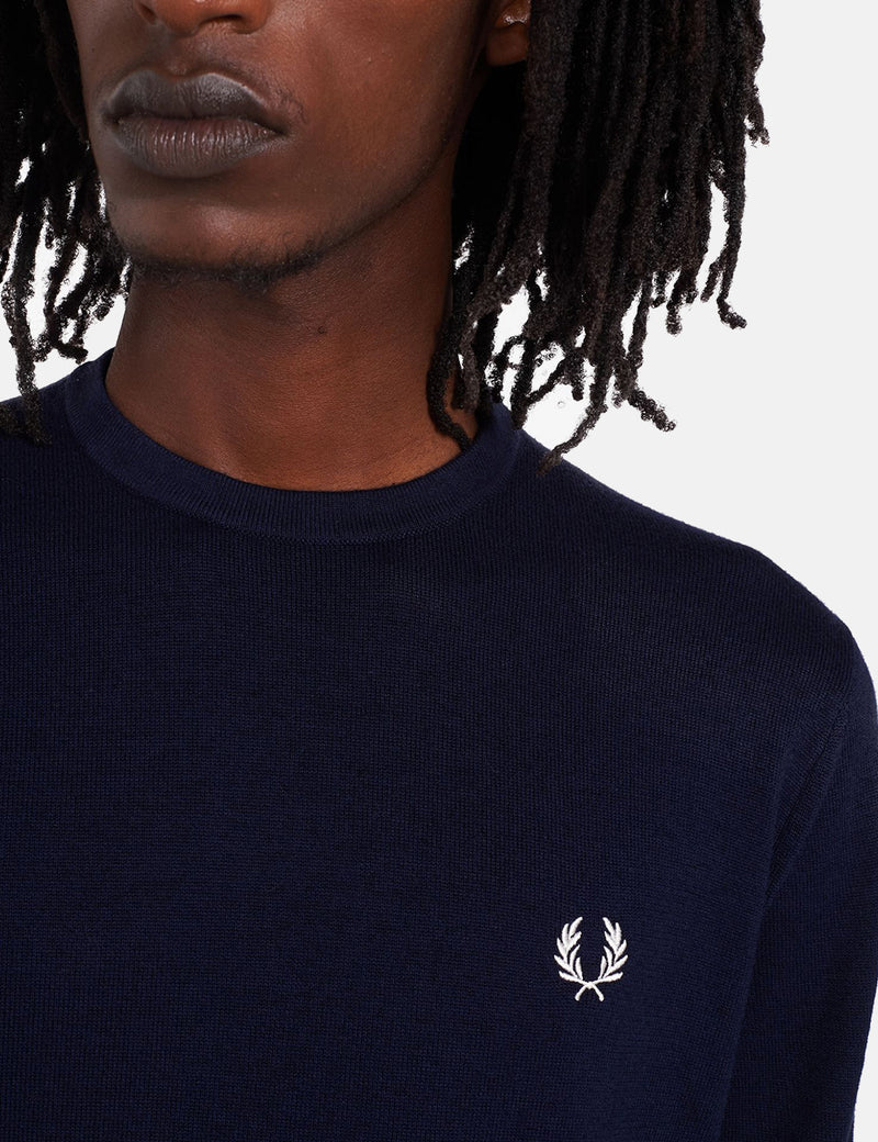 Fred Perry Classic Crew Neck Jumper - Navy Blue