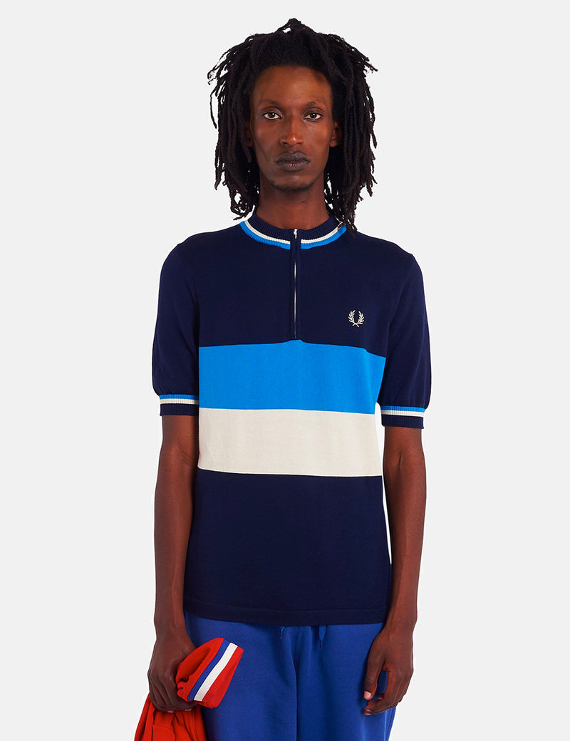 Fred Perry Re-Issue Knitted Half Zip Top - Carbon Blue