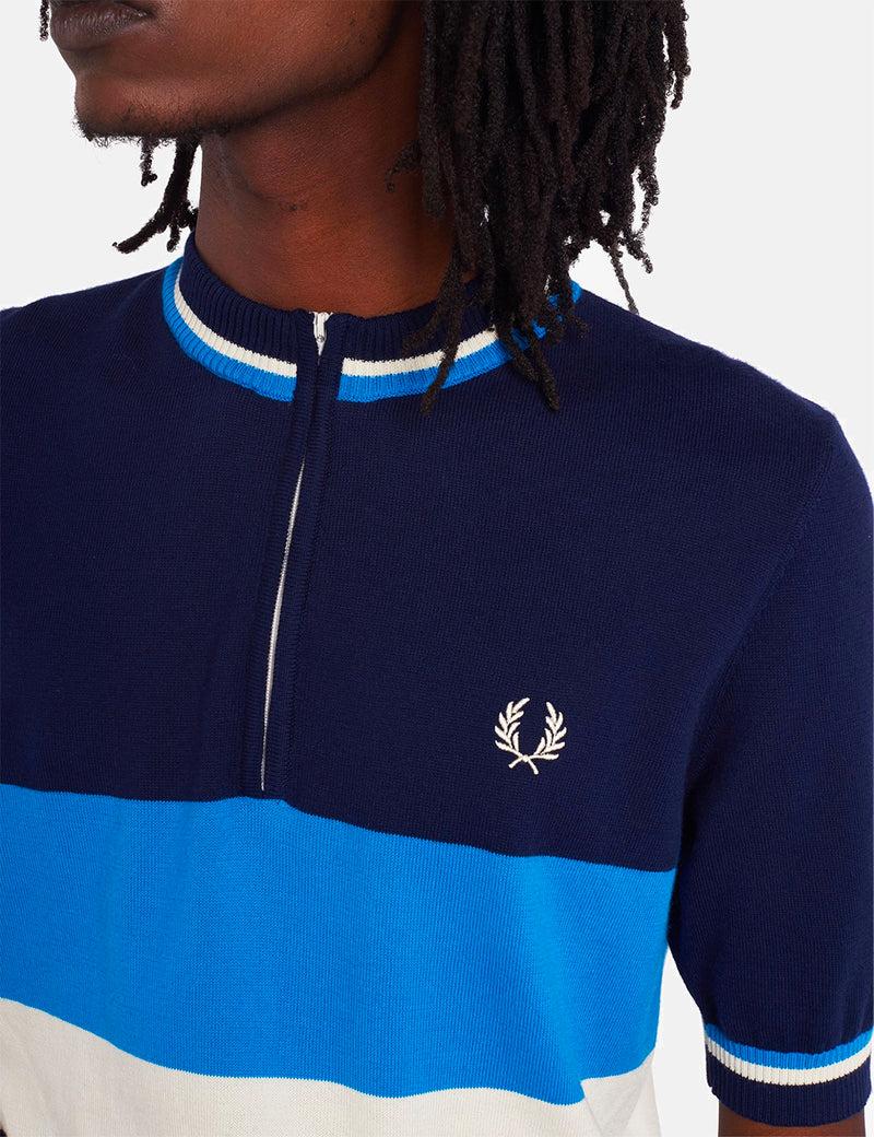 Fred Perry Re-Issue Knitted Half Zip Top - Carbon Blue