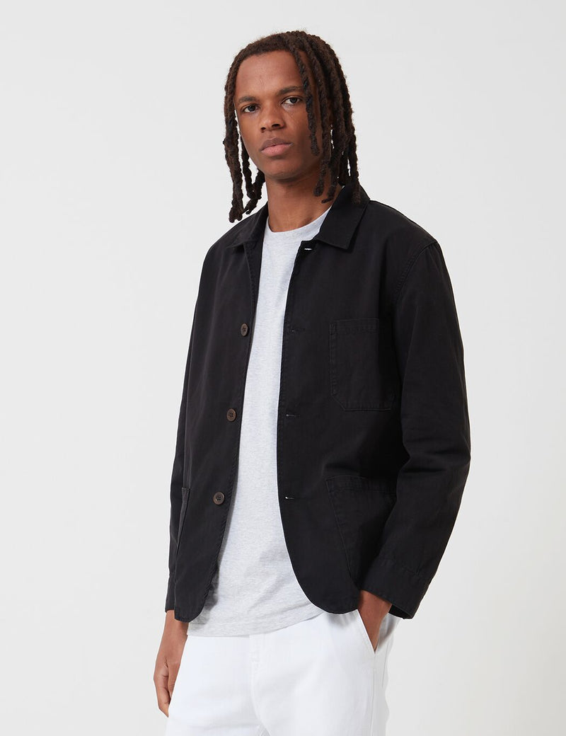Portuguese Flannel Labura Workwear Jacket (Cotton) - Black
