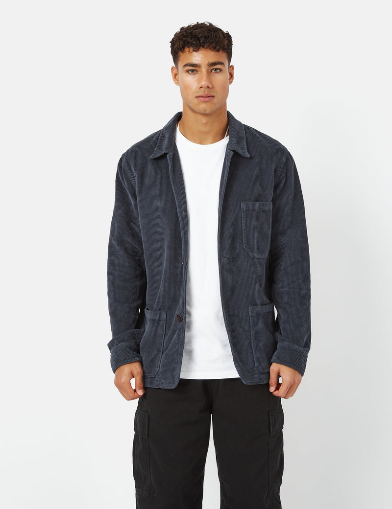Portuguese Flannel Labura Workwear Jacket (Cord) - Navy Blue