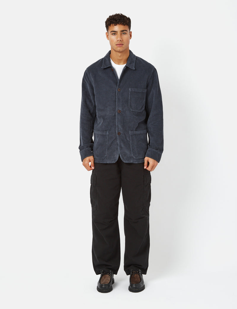 Portuguese Flannel Labura Workwear Jacket (Cord) - Navy Blue