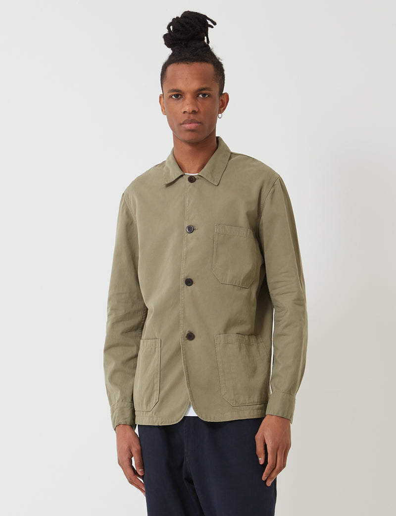 Portuguese Flannel Labura Workwear Jacket (Cotton) - Olive Green