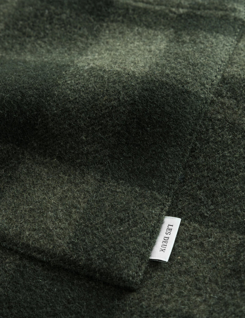 Sur-chemise en laine à carreaux Les Deux Jason - Olive Night