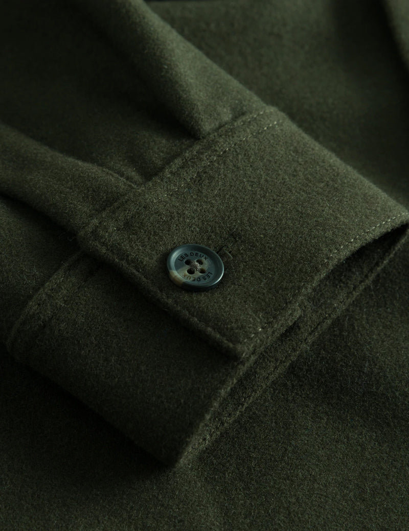 Les Deux Marseille Wool Jacket - Olive Night Green