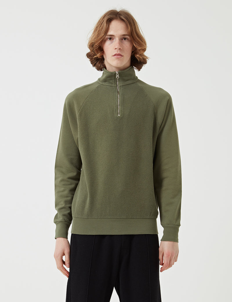 Les Basics Le Loopback-Sweatshirt mit Reißverschluss - Ever Green