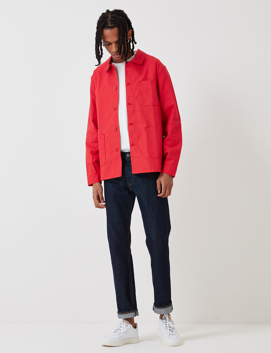 Le Laboureur Cotton Work Jacket - Red | URBAN EXCESS.