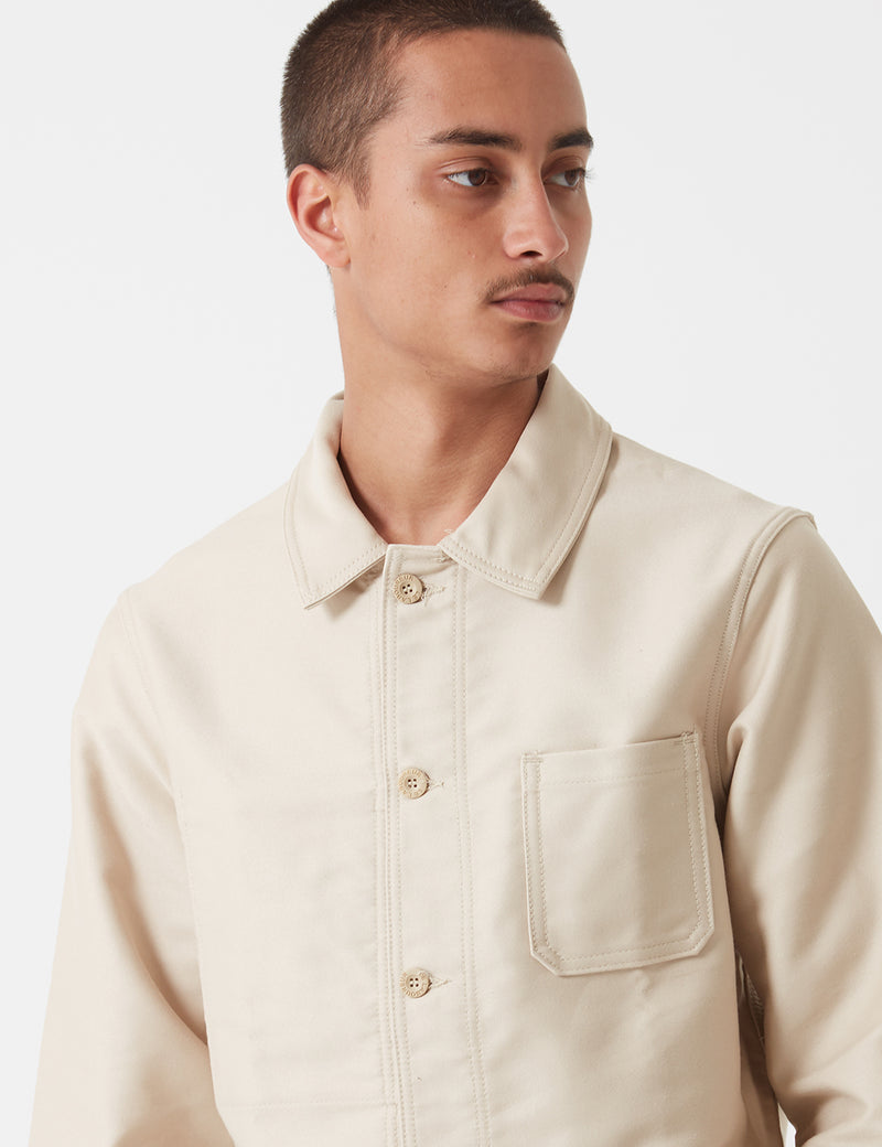 Le Laboureur Moleskin Work Jacket - Ecru | URBAN EXCESS.