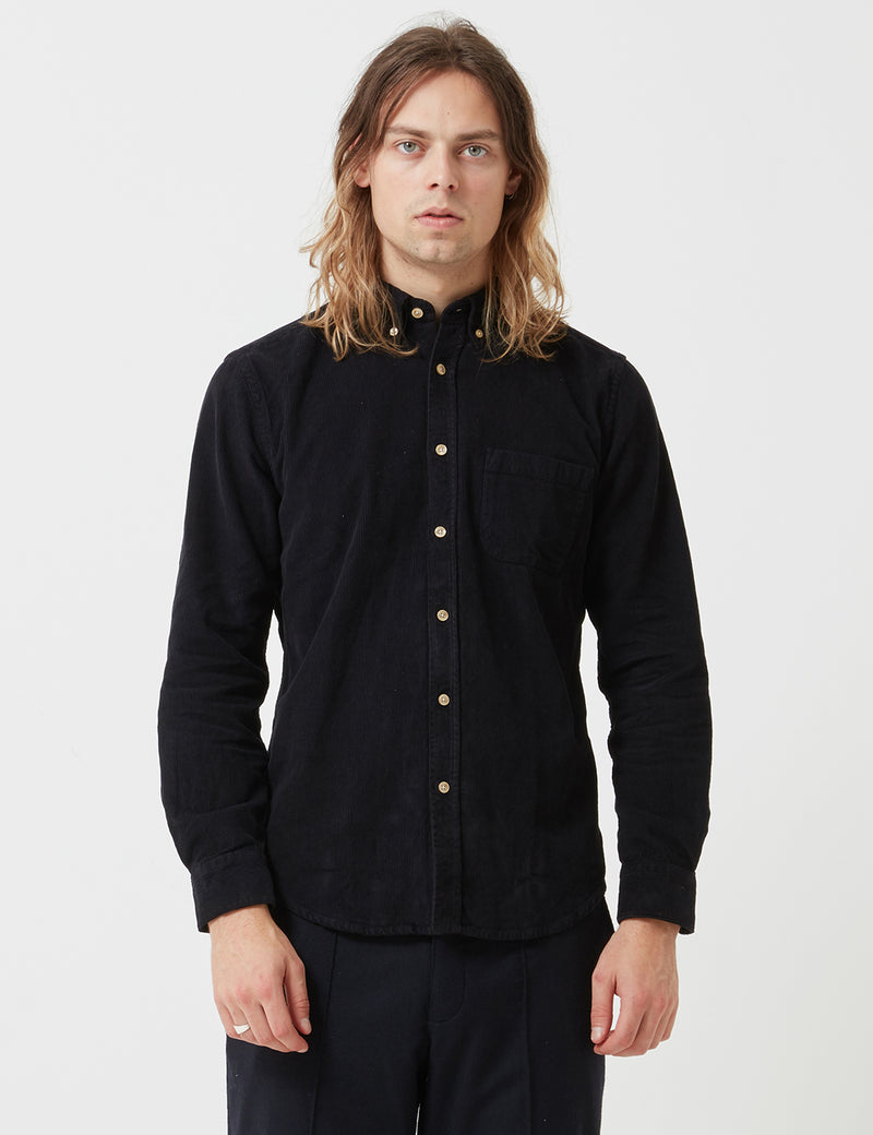 Portuguese Flannel Lobo Shirt (Cord) - Black