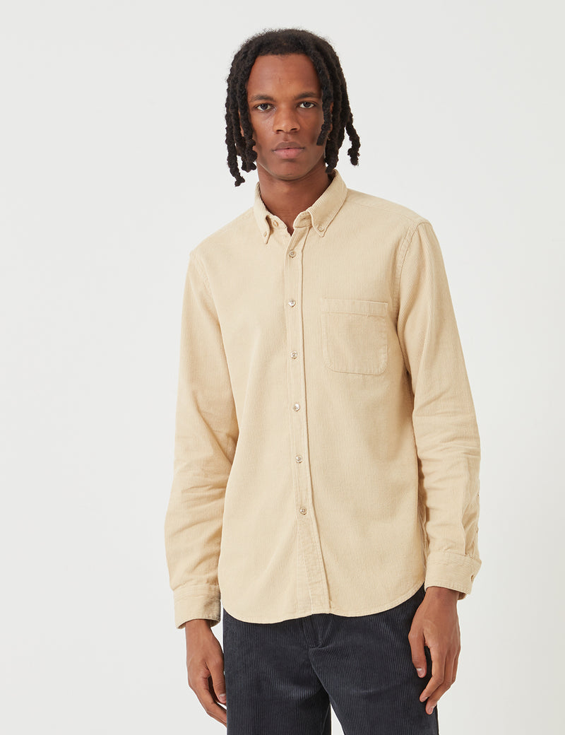Portuguese Flannel Lobo Shirt (Cord) - Creme Beige