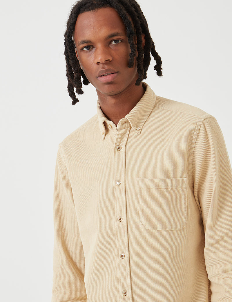 Portuguese Flannel Lobo Shirt (Cord) - Creme Beige