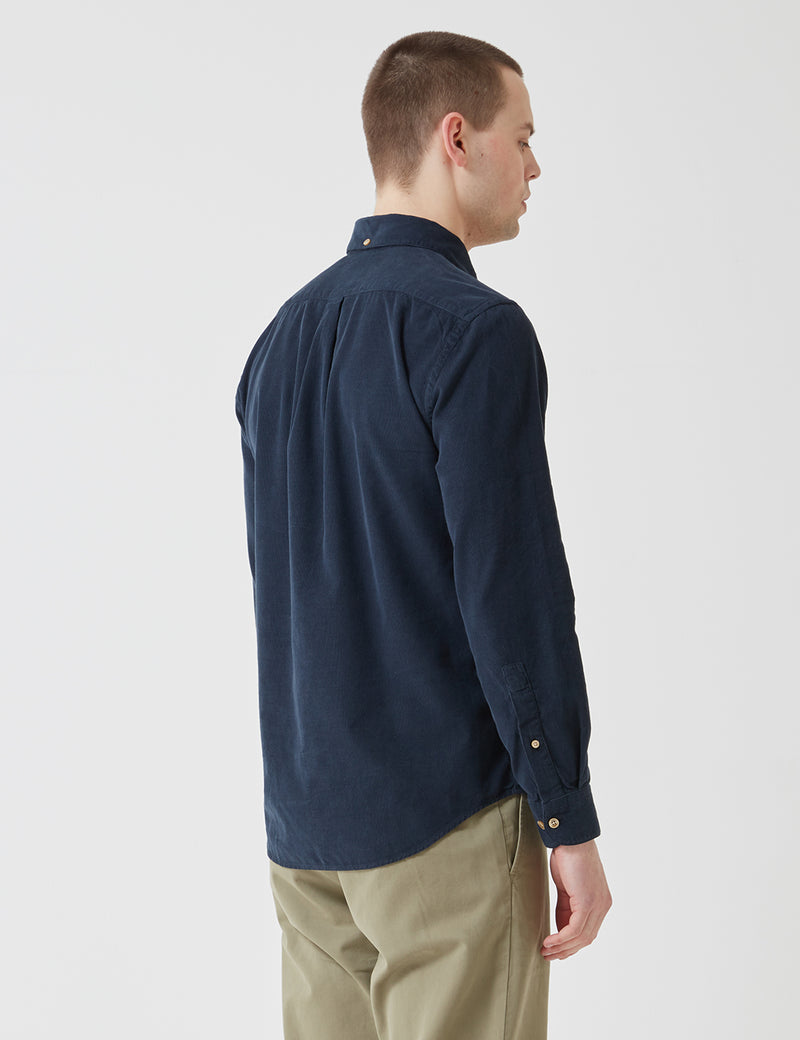 Portuguese Flannel Lobo Shirt (Micro Cord) - Navy Blue