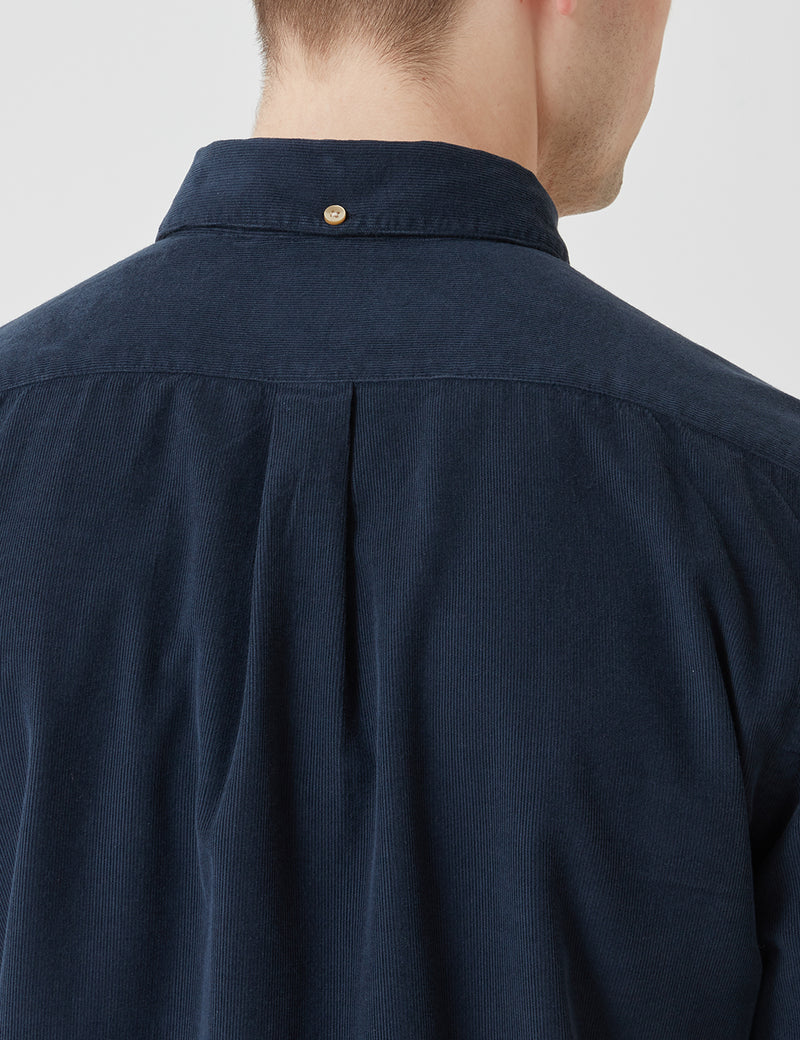 Portuguese Flannel Lobo Shirt (Cord) - Navy Blue
