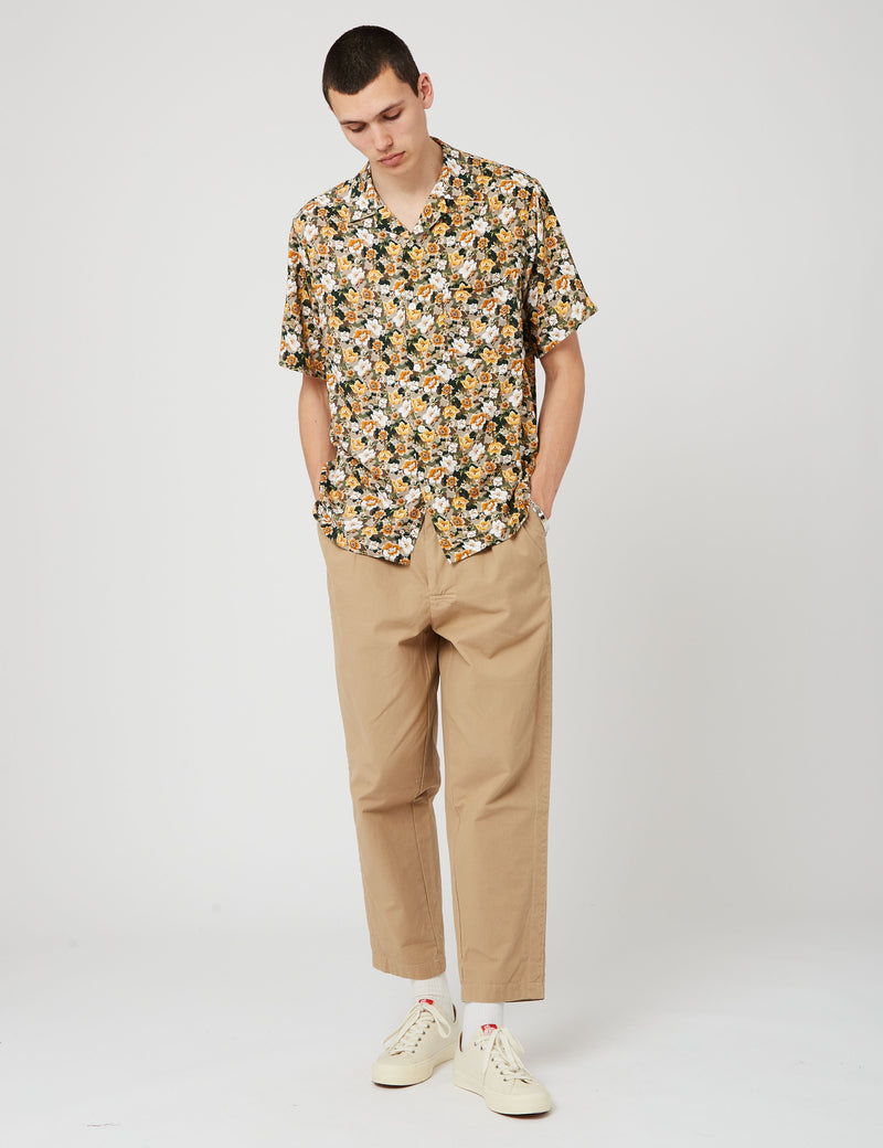 Chemise MC Portuguese Flannel Camo Flower - Marron