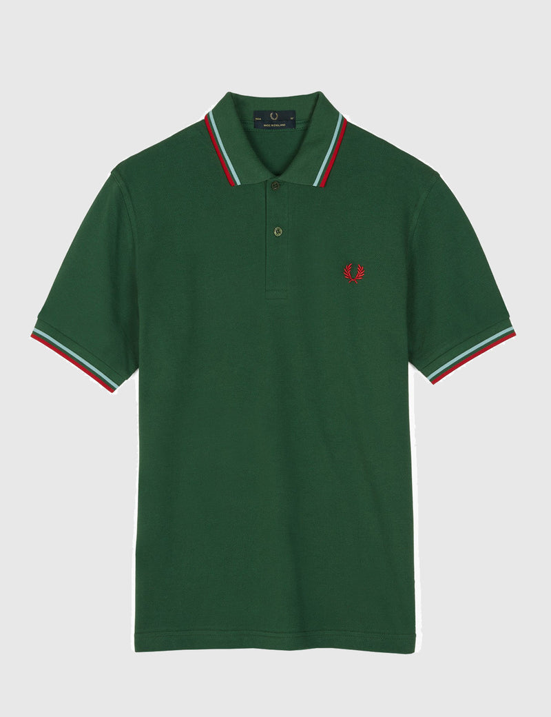 Fred Perry Twin Tipped Polo Shirt - Tartan Green