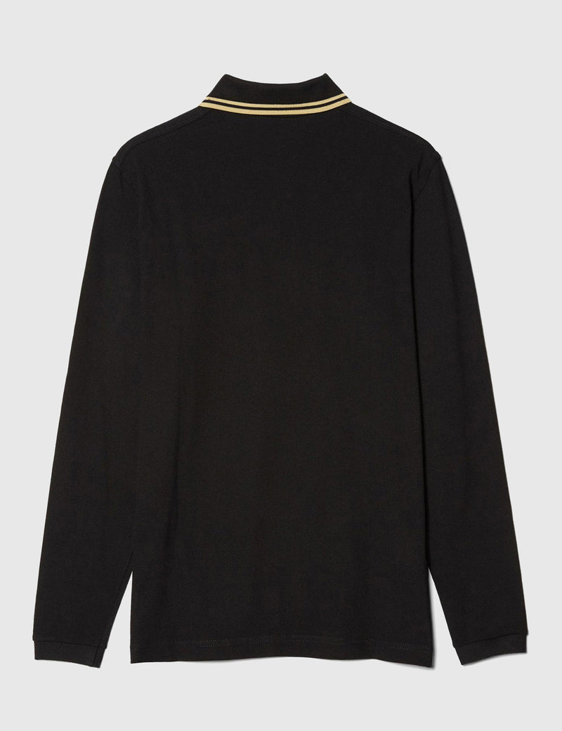 Fred Perry Twin Tipped Long Sleeve Polo Shirt - Black