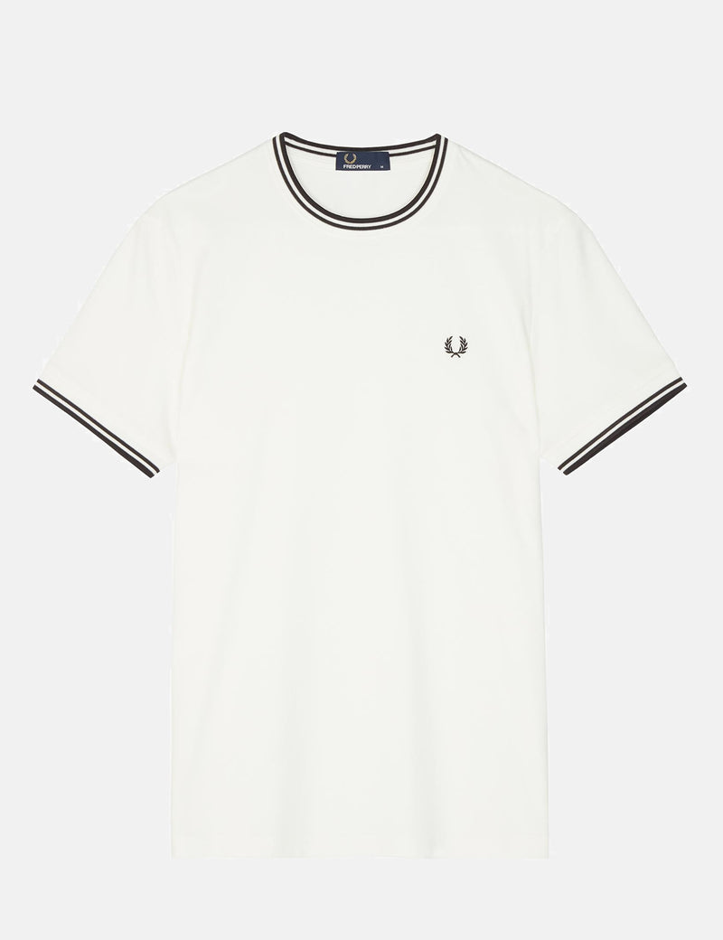 フレッドペリーツインチップTシャツ-スノーホワイト
