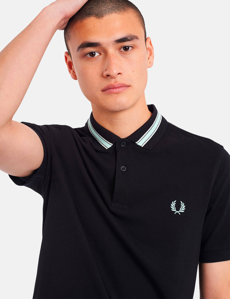 Fred Perry Tramline Tipped Polo Shirt - Black