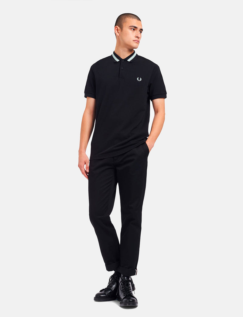 Fred Perry Tramline Tipped Polo Shirt - Black