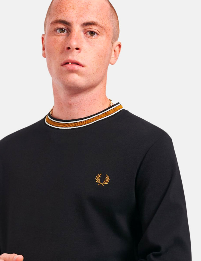 Fred Perry Tramline Tipped T-Shirt - Black