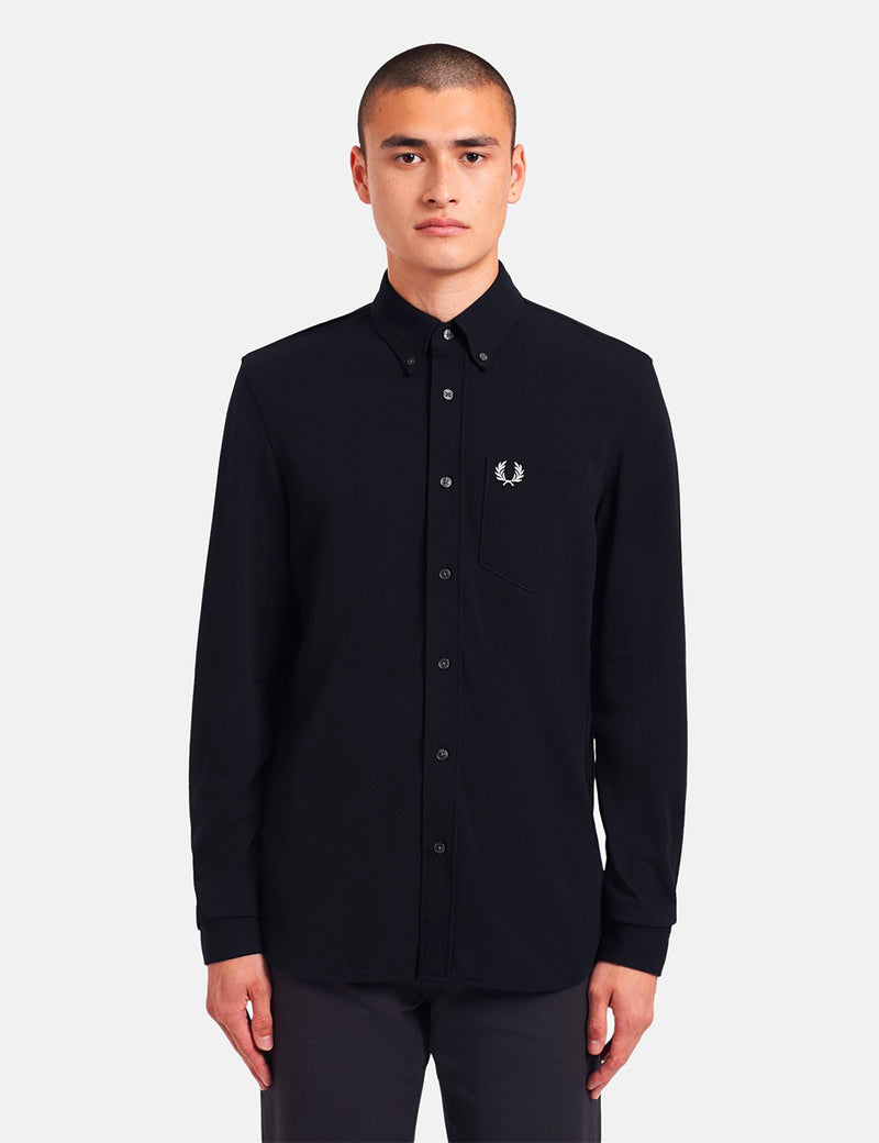 Fred Perry Pique Texture Shirt - Navy Blue