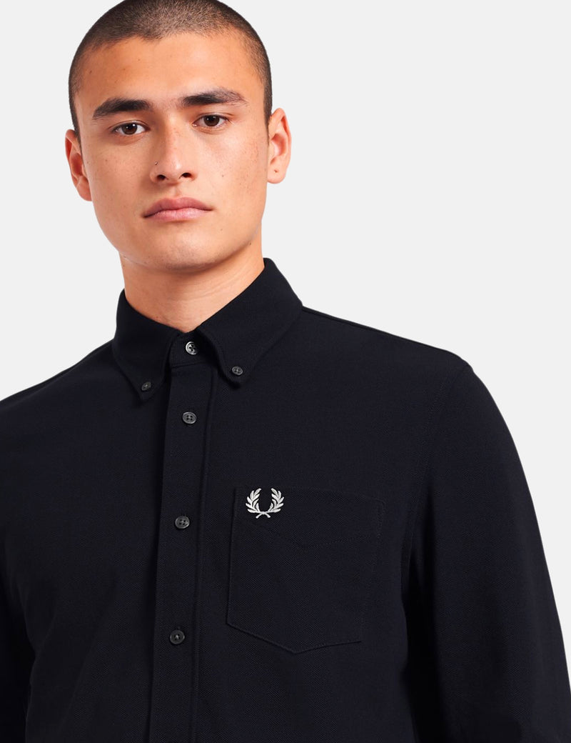 Chemise Fred Perry Pique Texture - Navy Blue