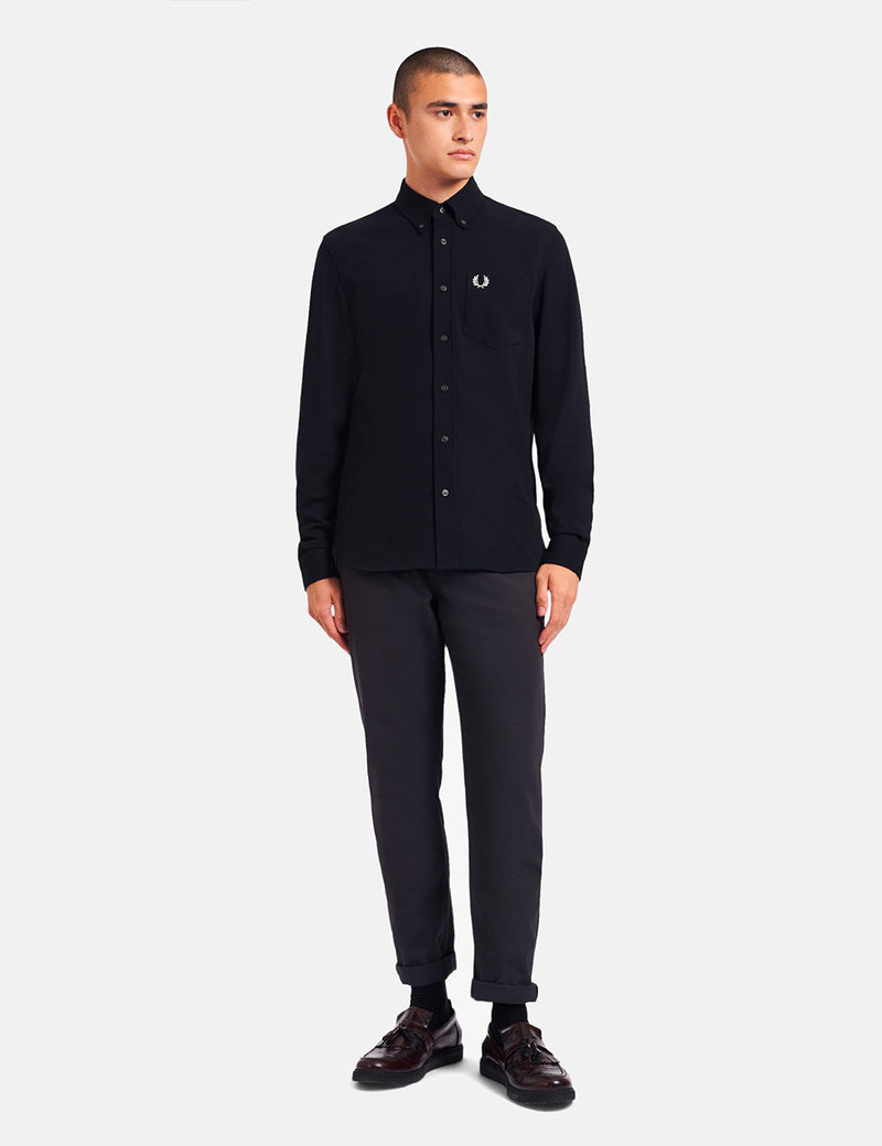 Fred Perry Pique Texture Shirt - Navy Blue