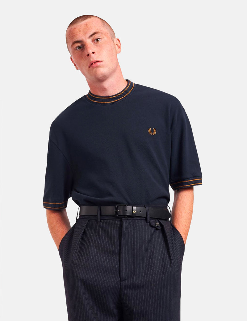 Fred Perry Striped Trim T-Shirt - Navy Blue