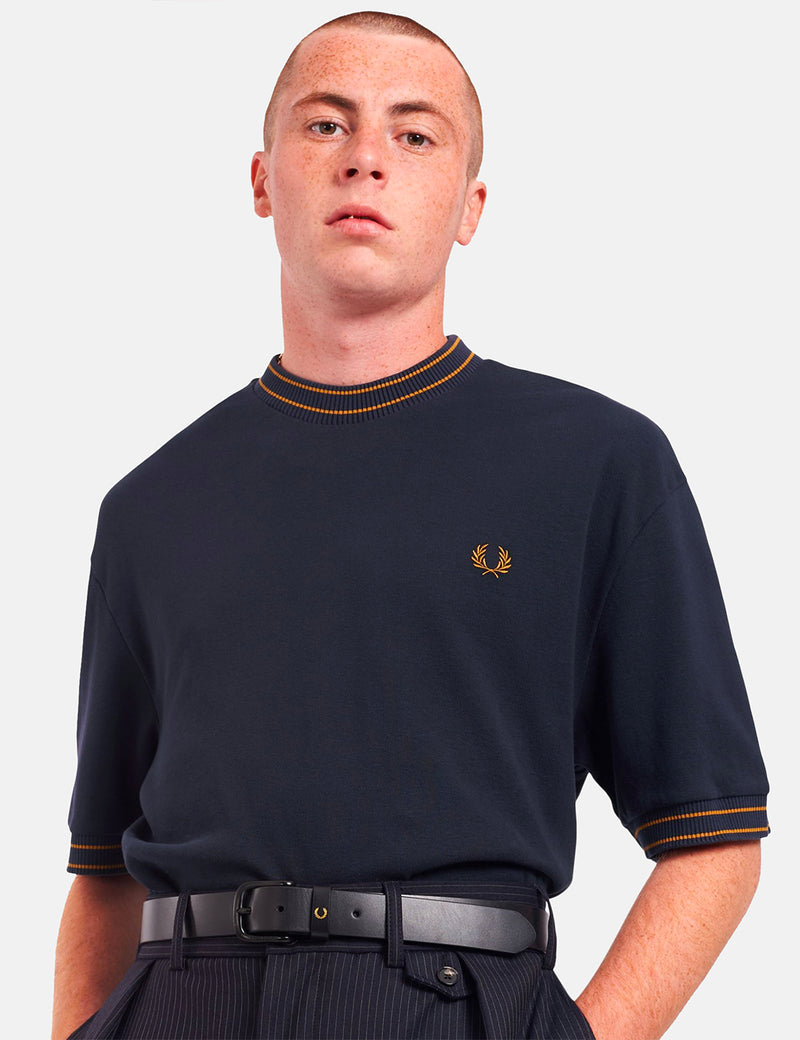 Fred Perry Striped Trim T-Shirt - Navy Blue