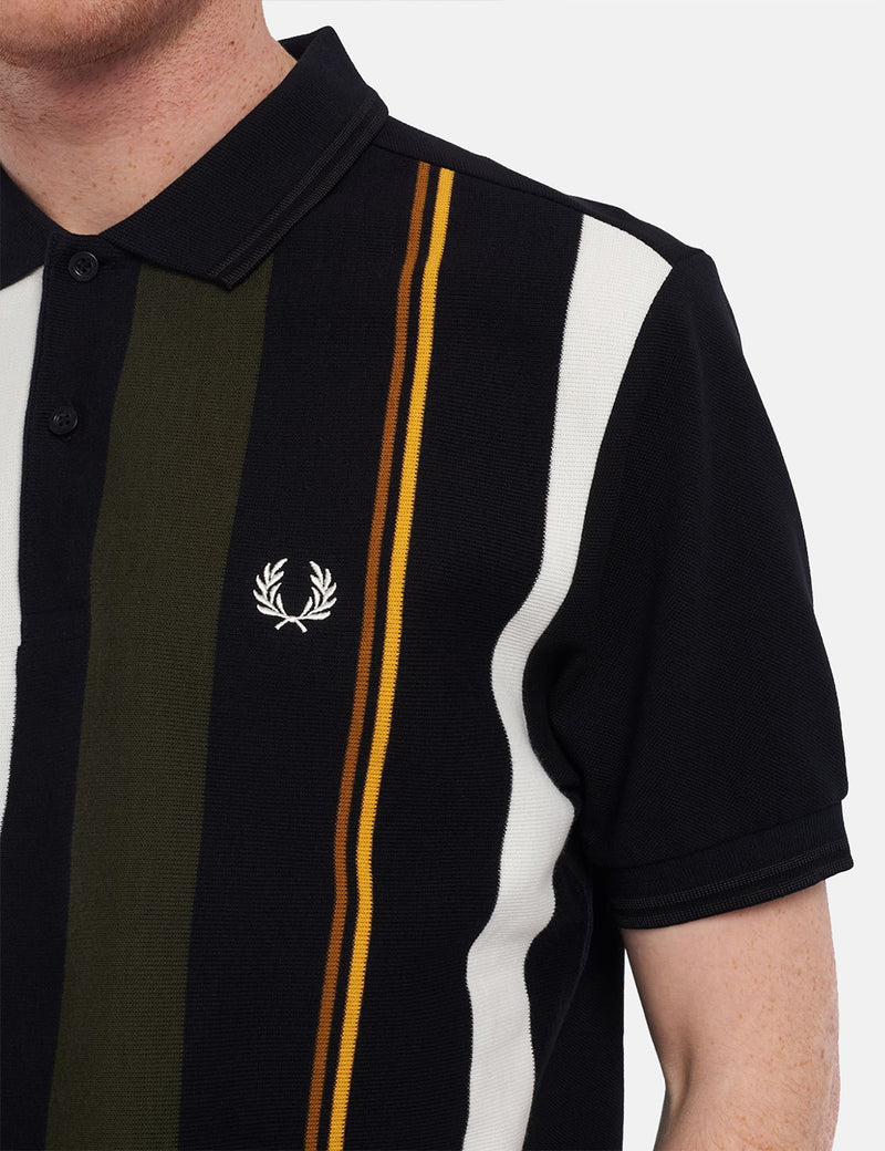Polo à rayures en tricot Fred Perry - Noir