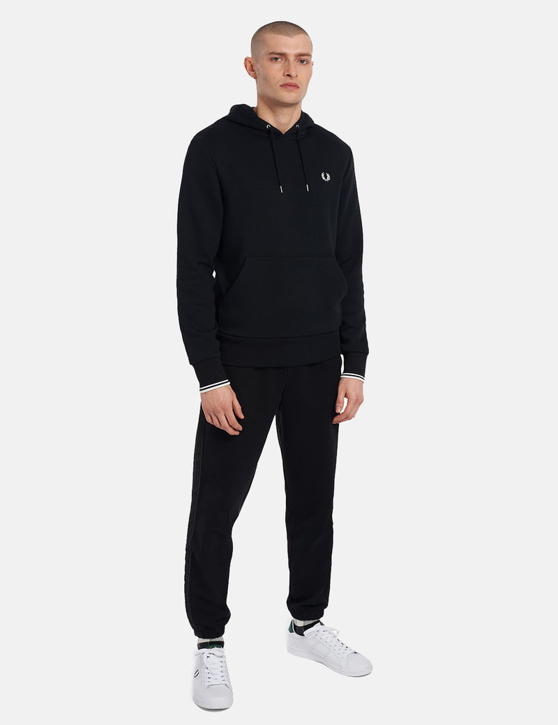 Fred Perry Tipped Hooded Sweatshirt - Black