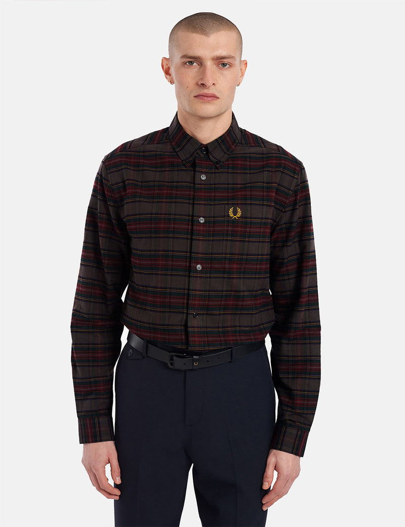 Fred Perry Tonal Tartan Shirt - Black